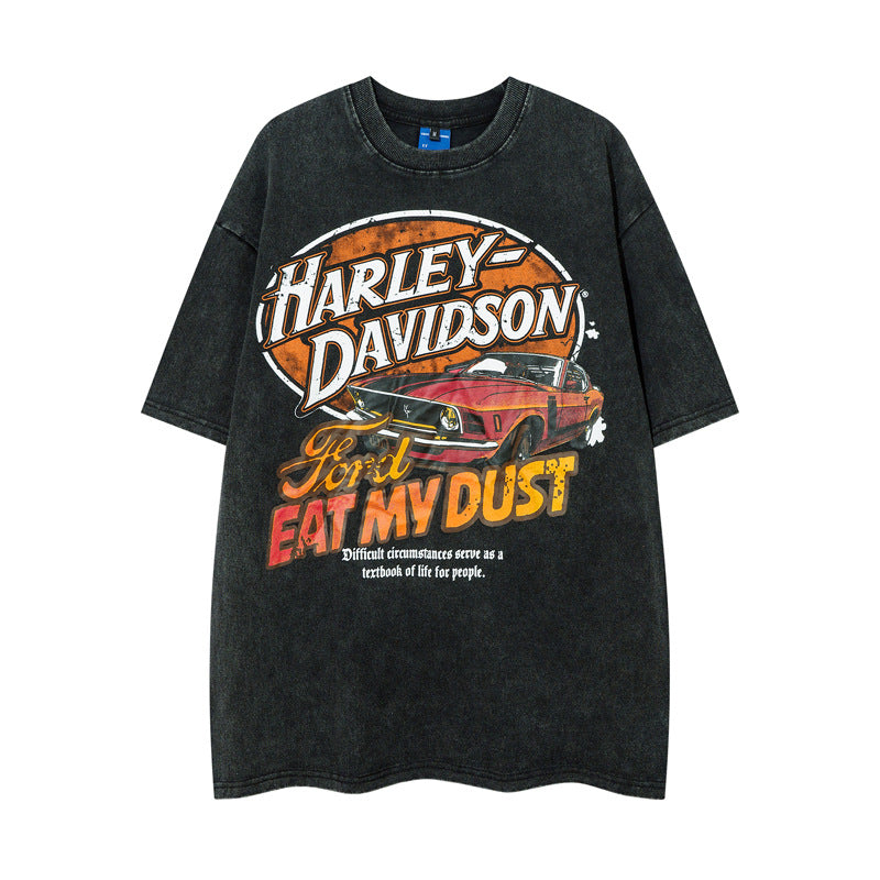 Dame T-shirt med vintage Ford og Harley Davidson grafiktryk Stilla