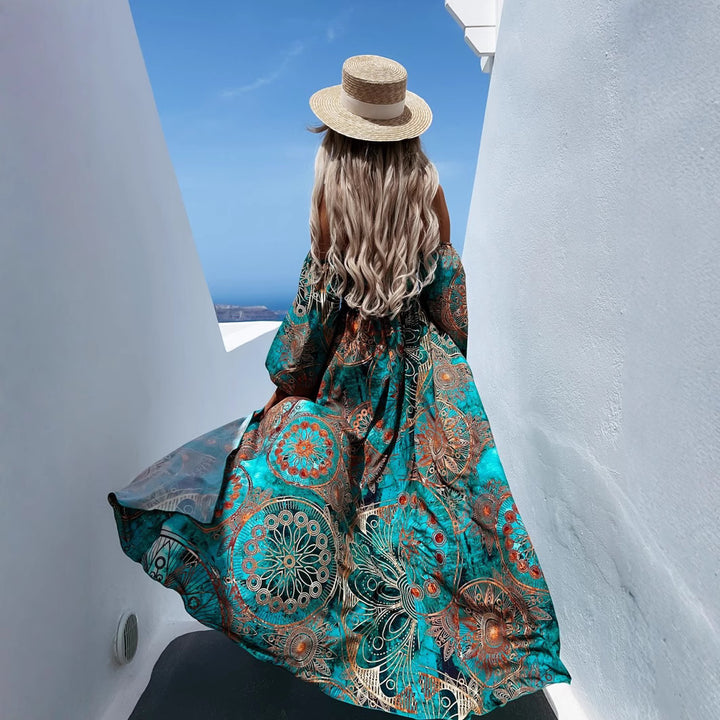 Dame Off-Shoulder Maxikjole med fedt Print Stilla