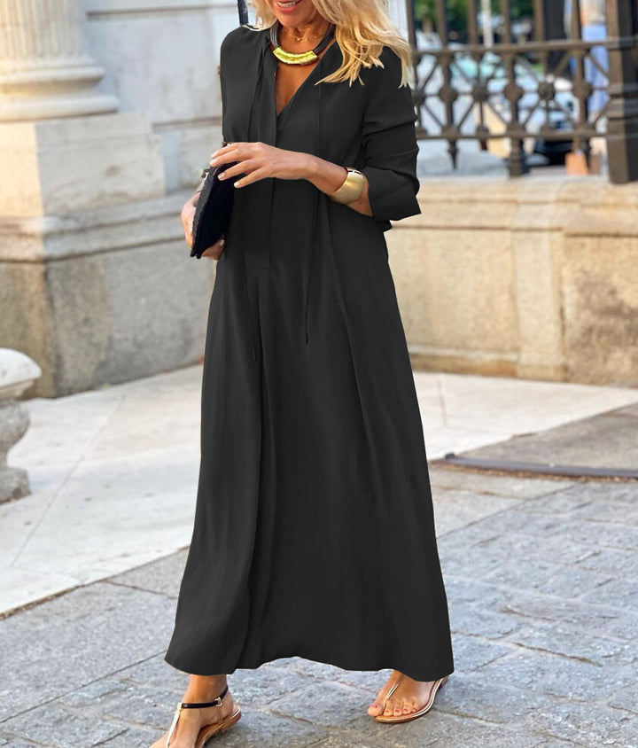 Dame elegant Midikjole med stilfuld slids og feminin silhuet Stilla