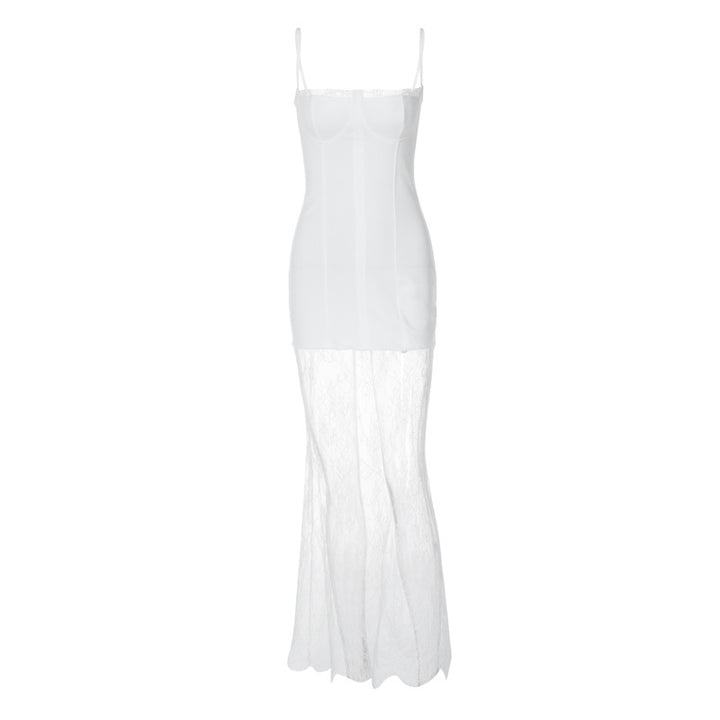 Dame Elegant Maxikjole med transparente spidsdetaljer og tætsiddende design Stilla