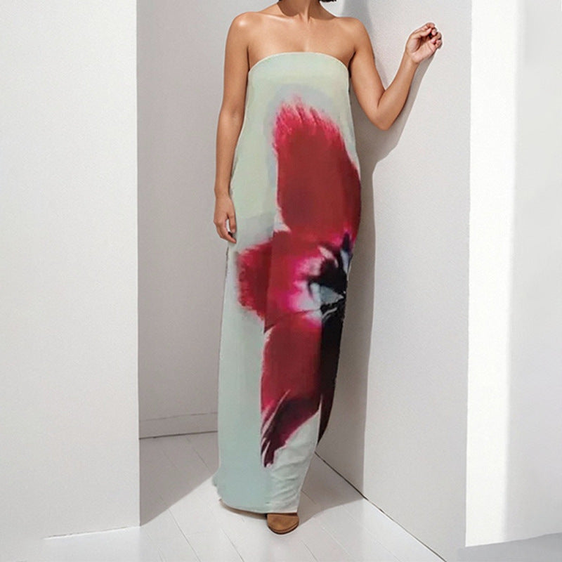 Dame Maxikjole med floralt design Stilla