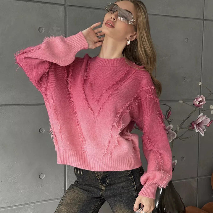 Femme Oversized Flosset Strikpullover Stilla