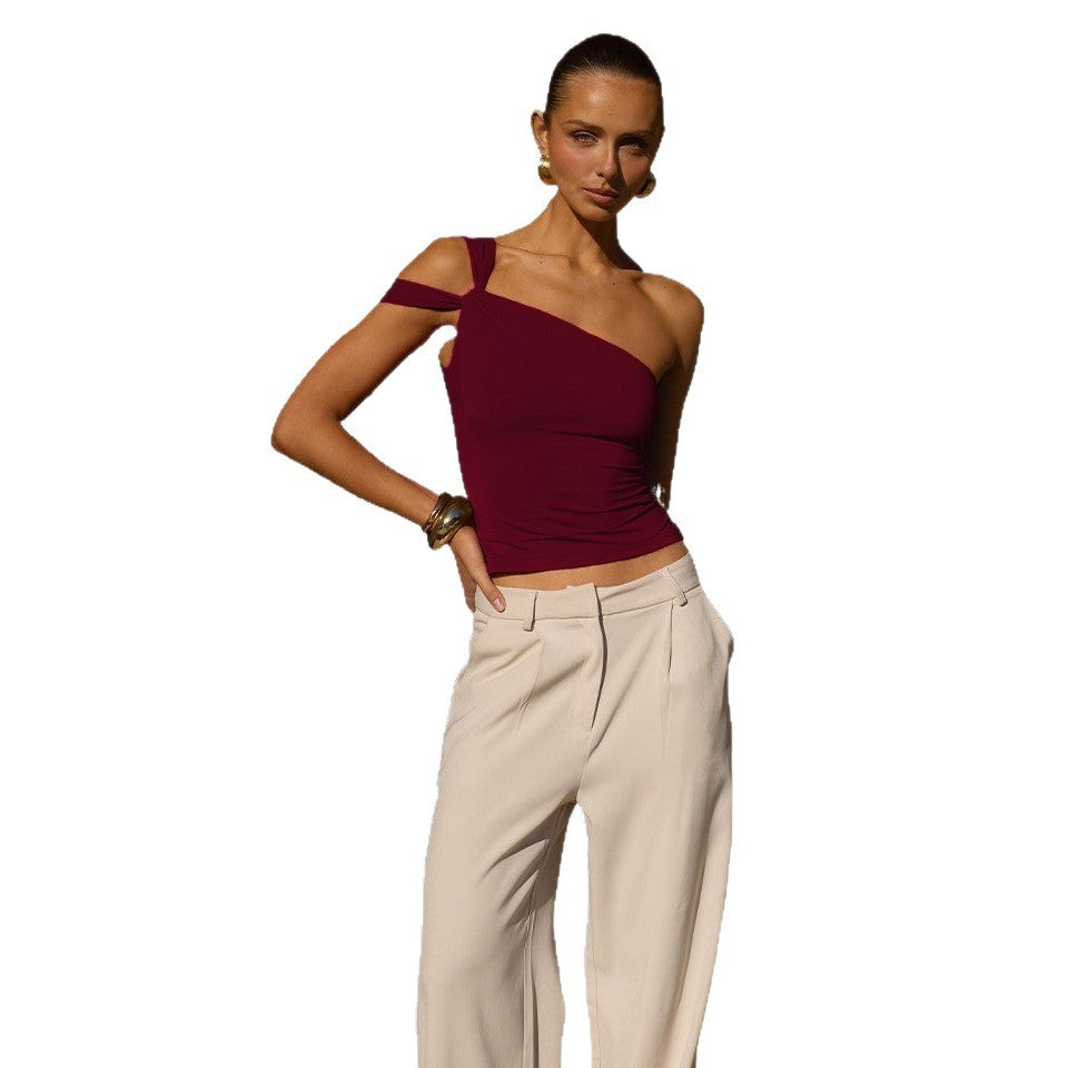 Dame asymmetrisk En-skulder-top Stilla