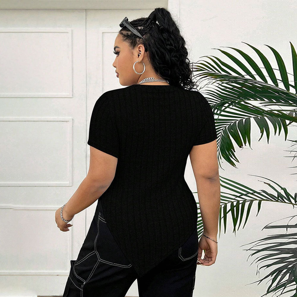 Dame figursyet top med moderne cut-out og ribstruktur Stilla