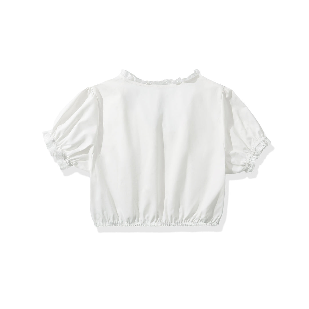 Dame Korteærmet Rynket-Crop-Top med elastisk Søm Stilla