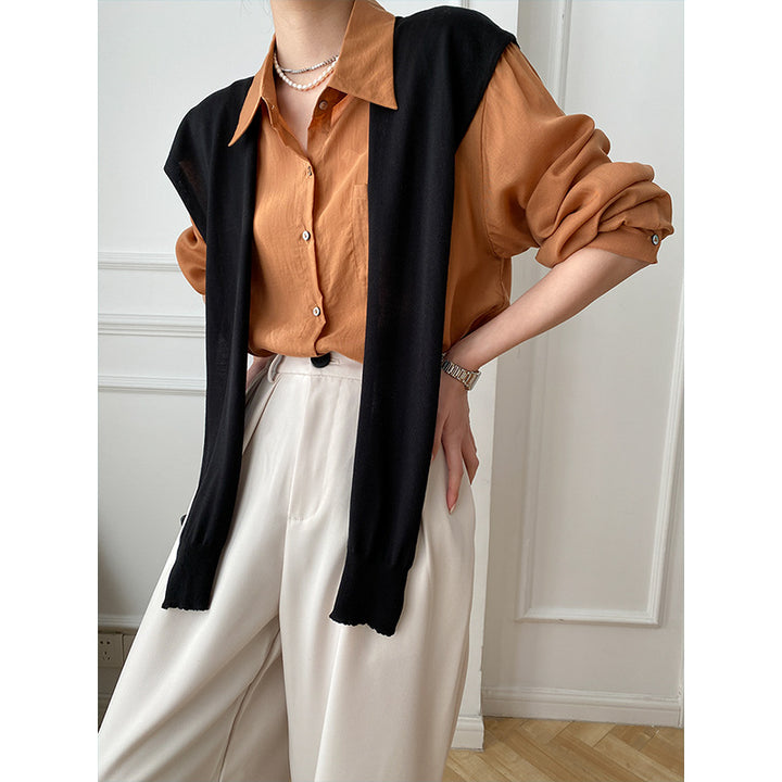 Kvinders elegante bluse med stribet sweaterudskæring Stilla