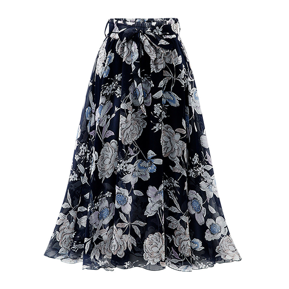 Dame Maxi-nederdel med geometrisk design og elastisk talje Stilla