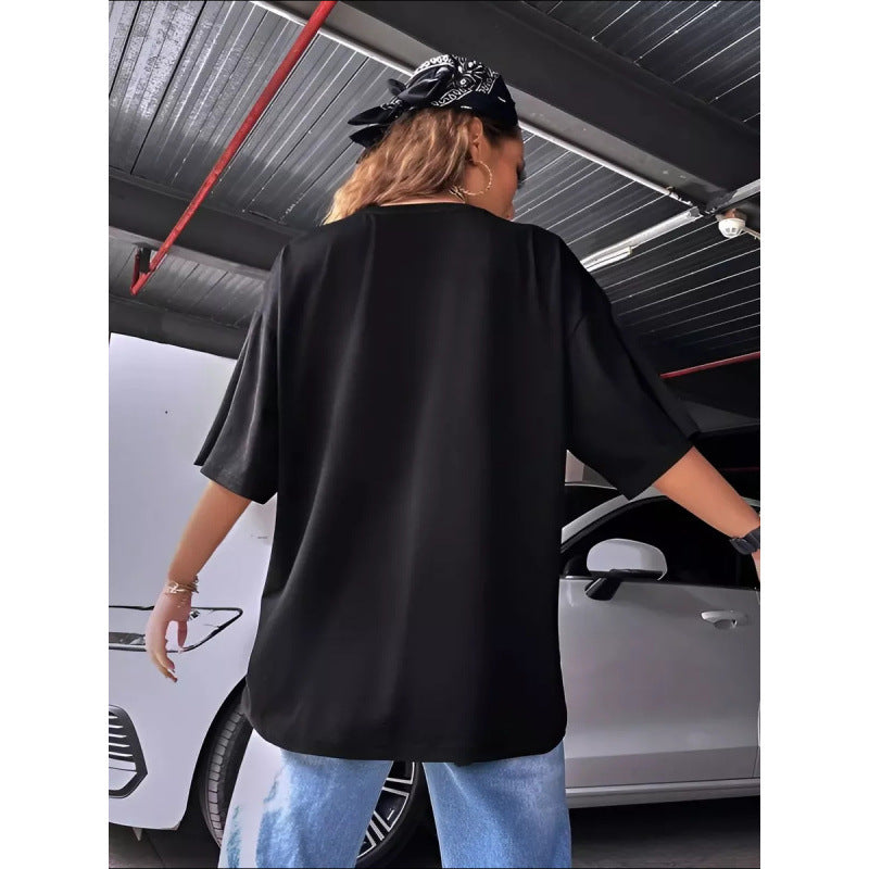Dame oversized T-shirt med kreativt tekst Stilla
