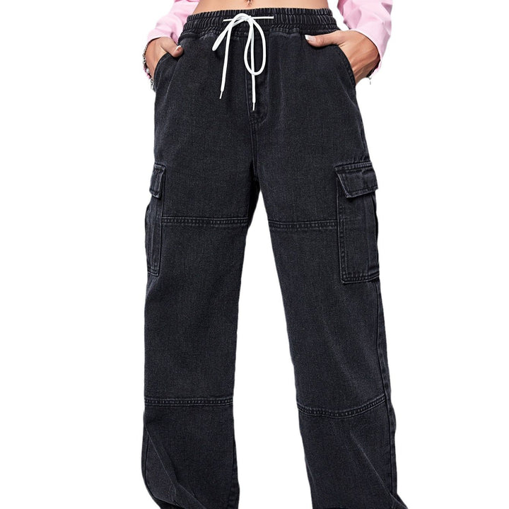 Dame utilitaristiske Cargo-Jeans med høj talje og afslappet snit Stilla