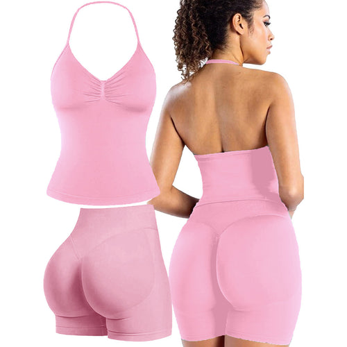 Dame sports top med push-up effekt og figurskabende shorts Skovae