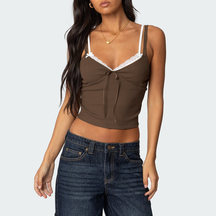 Damer Raffineret Bustier top med sart Blonder Stilla
