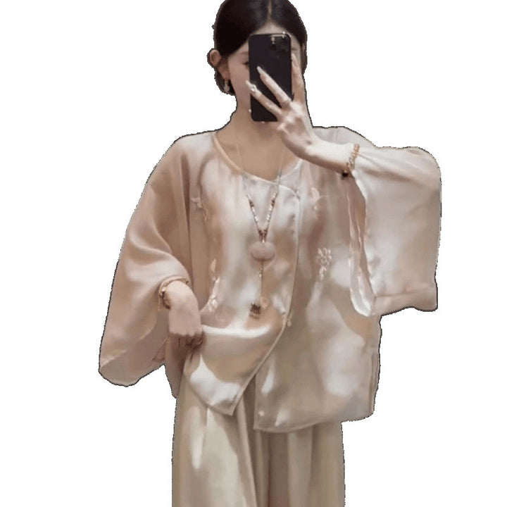 Femme Elegante Chiffon Maxi Kjole Sæt Stilla