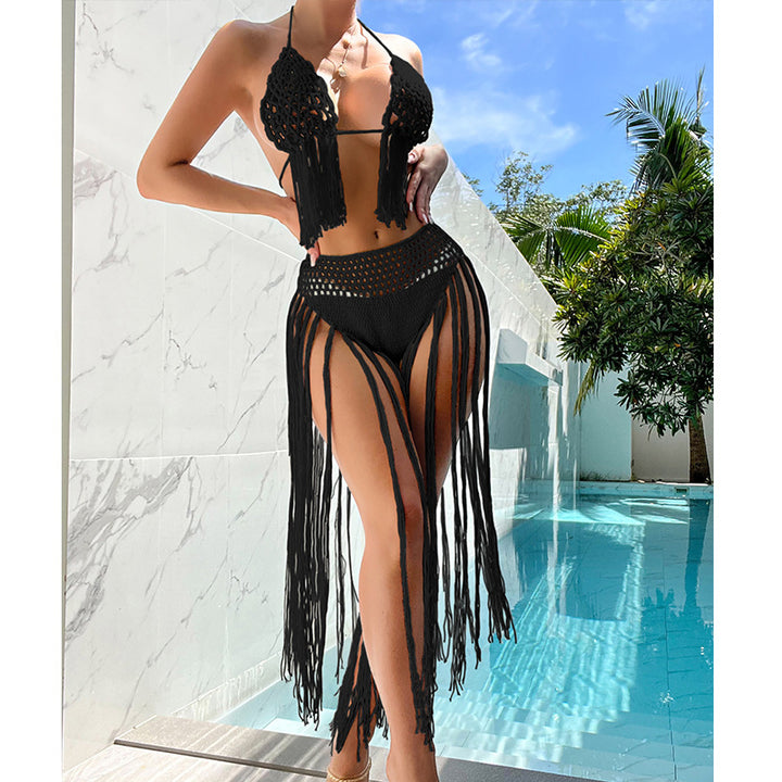 Dame Hæklet Bikini-Sæt med frynset detaljer og elegant design Stilla