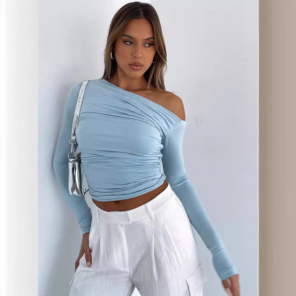 Damer Rynk Longsleeve med asymmetrisk U-hals Stilla