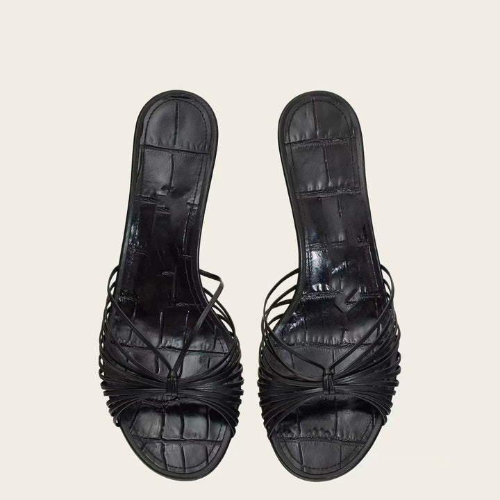 Femme Open-Toe Slide-sandaler med dekorativ bue og skulpturel hæl Stilla
