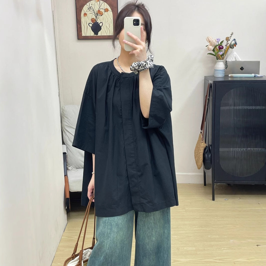 Femme Oversized Casual Bomuldsbluse Stilla