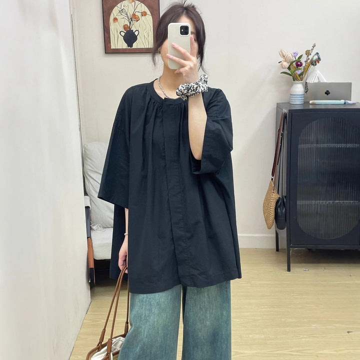 Femme Oversized Casual Bomuldsbluse Stilla