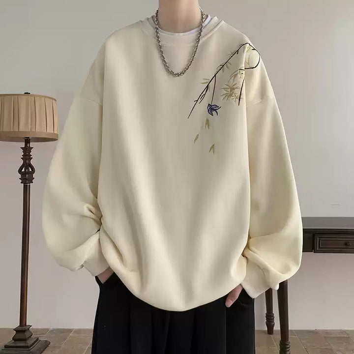 Dame afslappet sweatshirt med kreativt blomsterbroderi og behagelig pasform Stilla