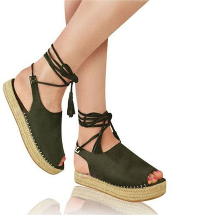 Dame elegante Espadrillos med flettet jutesål og snørebånd Stilla