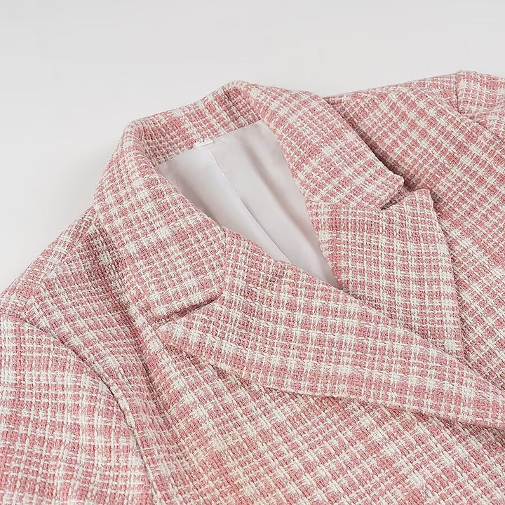 Dame Kortjakke i elegant Tweed-design med Dobbeltrad Stilla