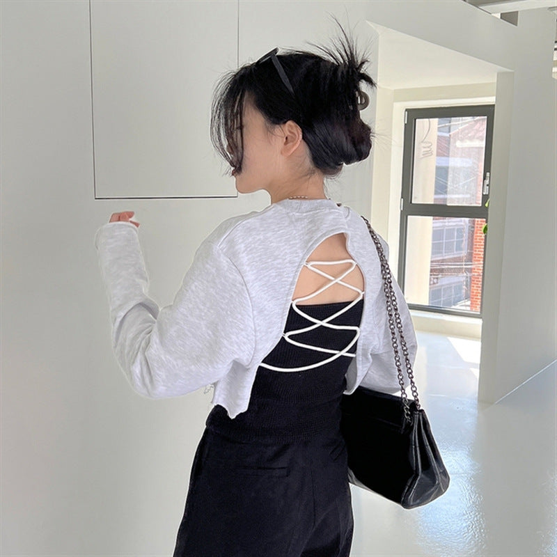 Kvinders afslappede cropped sweatshirt med justerbar snor Stilla