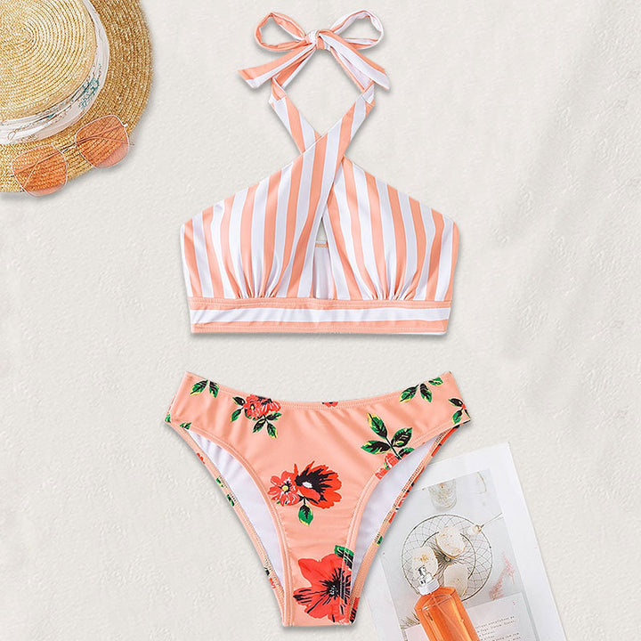 Dame Bikini-sæt med moderne snit og blomsteragtige accenter Skovae