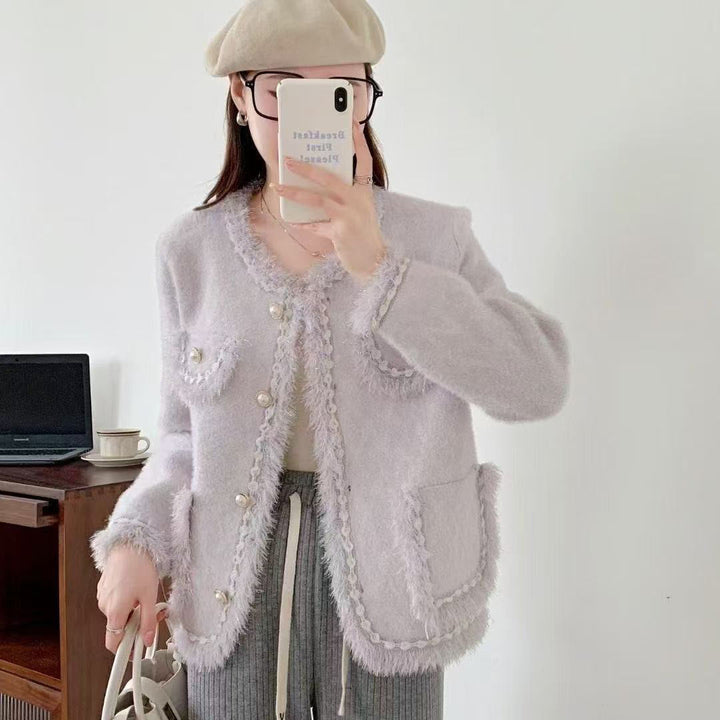 Kvinders hyggelige cardigan med dekorative perler og frynse detaljer Stilla
