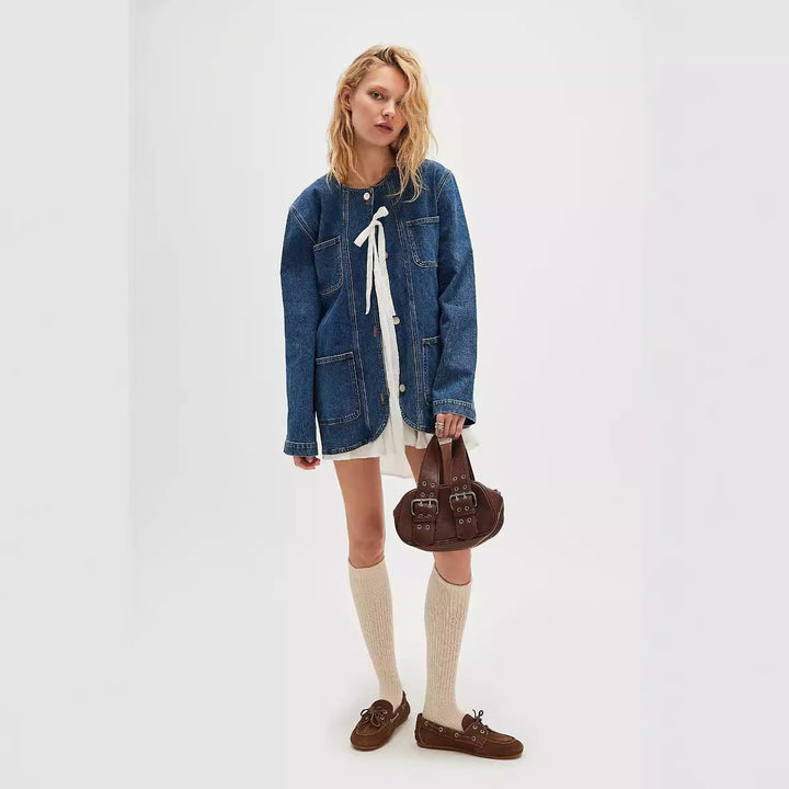 Dame Denim Overshirt med innovativt design og praktiske lommer Stilla