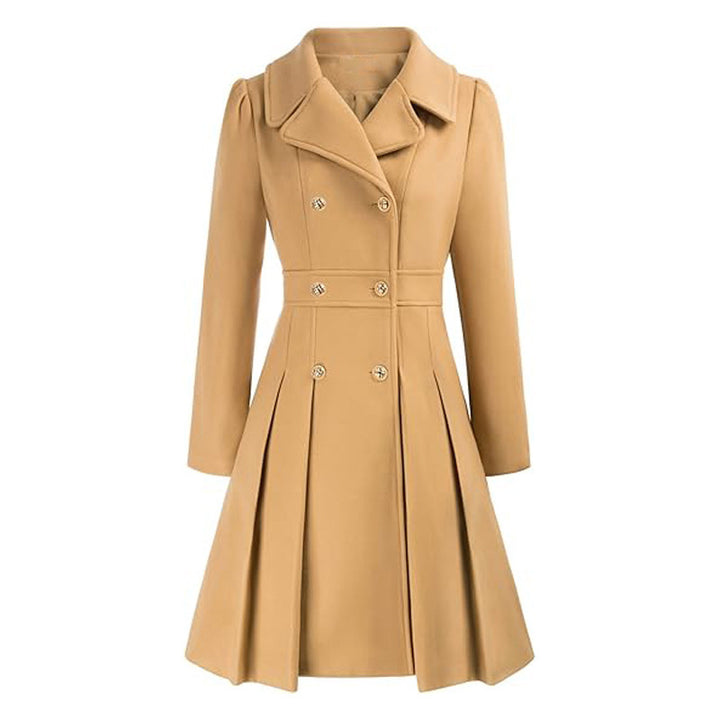 Dame skræddersyet trenchcoat med dobbelt knap række og folder Stilla