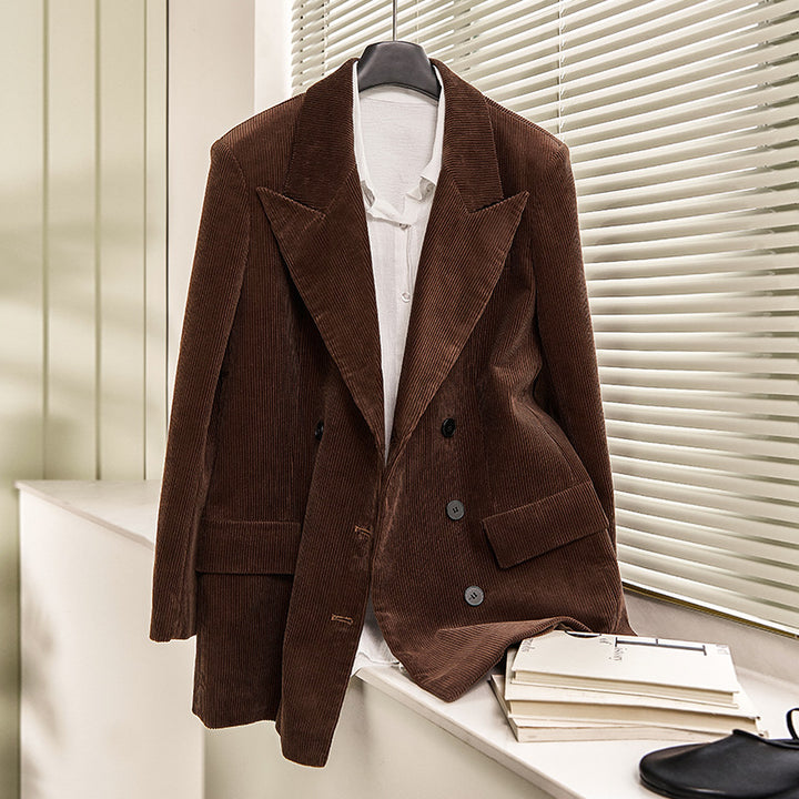 Damer elegant kordblazer med dobbelt knap række og klassisk snit Stilla
