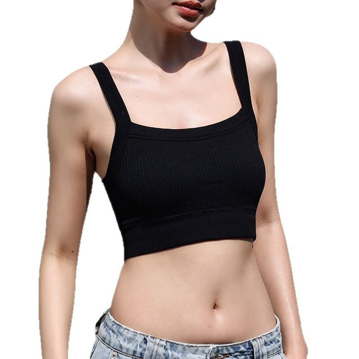 Dame Sport Crop Top med ribstruktur og brede stropper Stilla