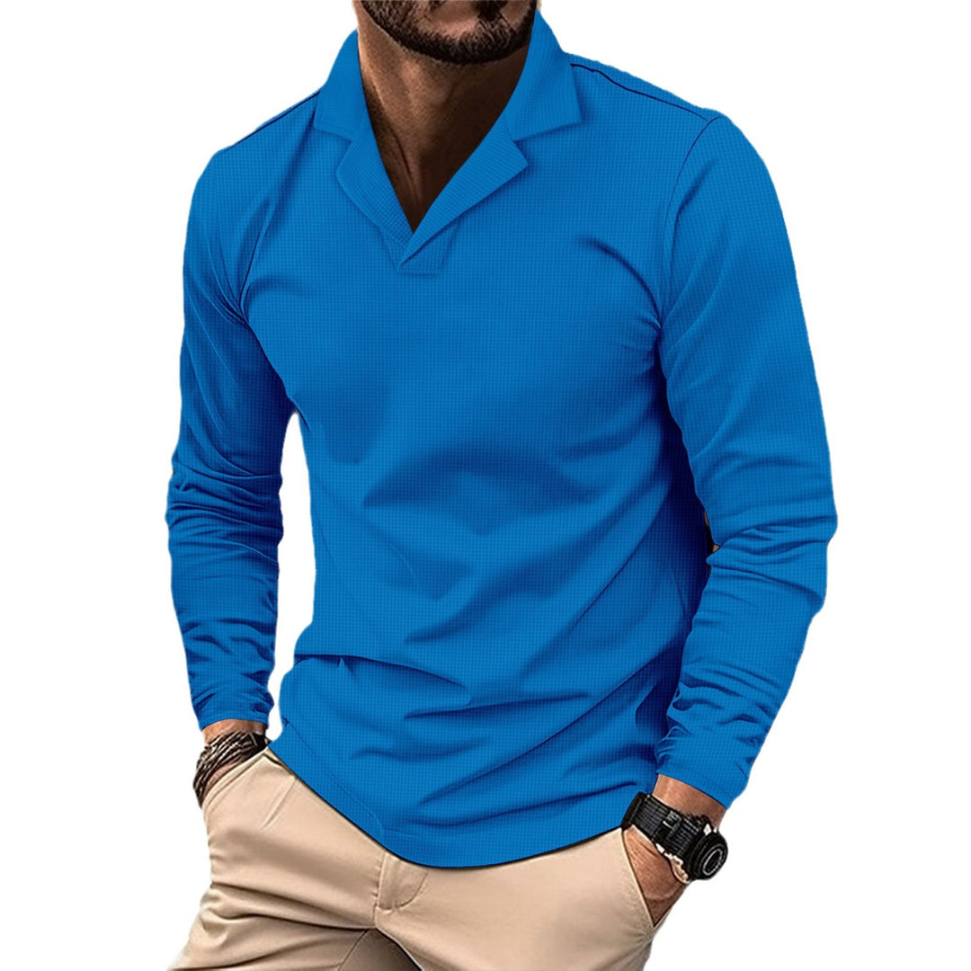 Herrer langærmet polo skjorte med struktureret design og moderne revers Stilla