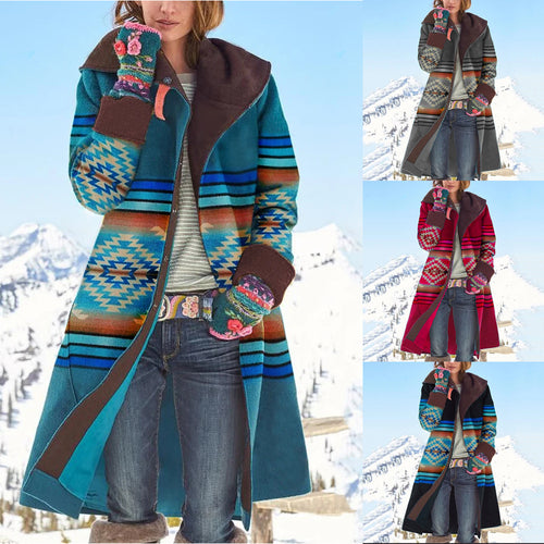 Dame Længere alpiner frakke med geometrisk mønster Stilla