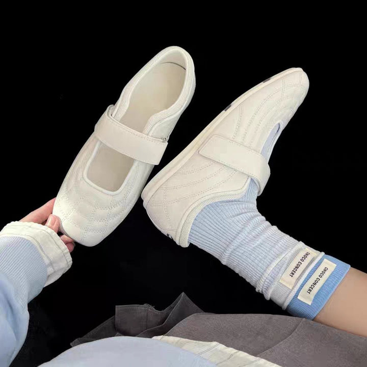 Dame Stilfulde Mary Jane Sko med moderskabel Metallic-overflade og praktisk Velcro Stilla