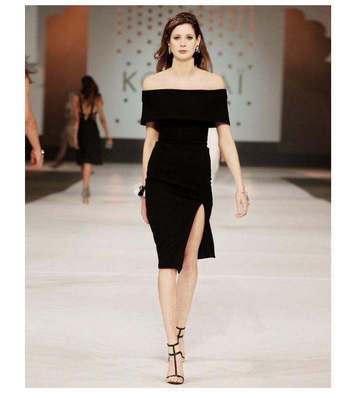 Dame figurtilpasset Off-Shoulder kjole med elegant Midi-snit Stilla