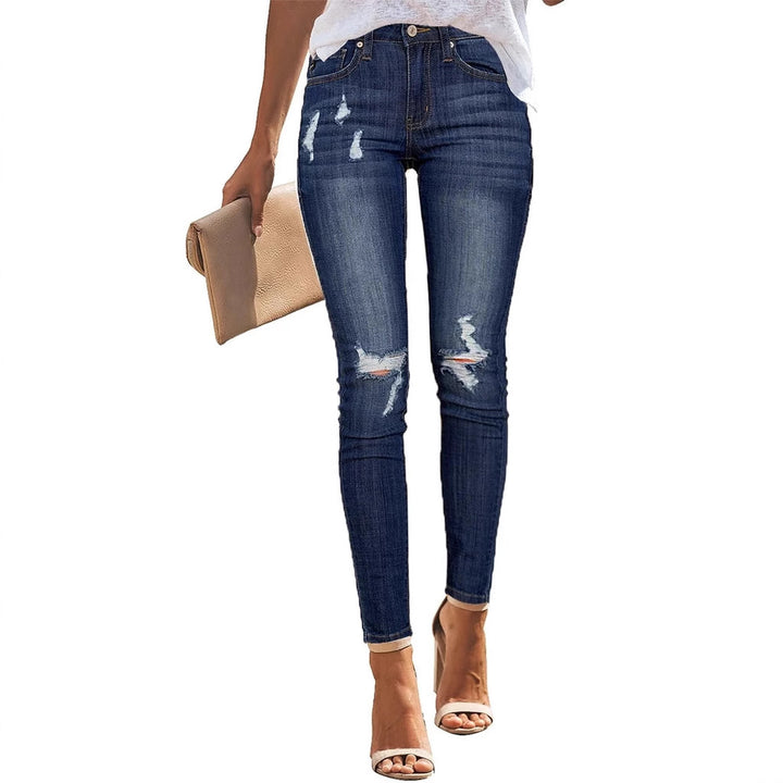Dame Skinny Jeans med moderne distressed-detaljer og høj talje Stilla