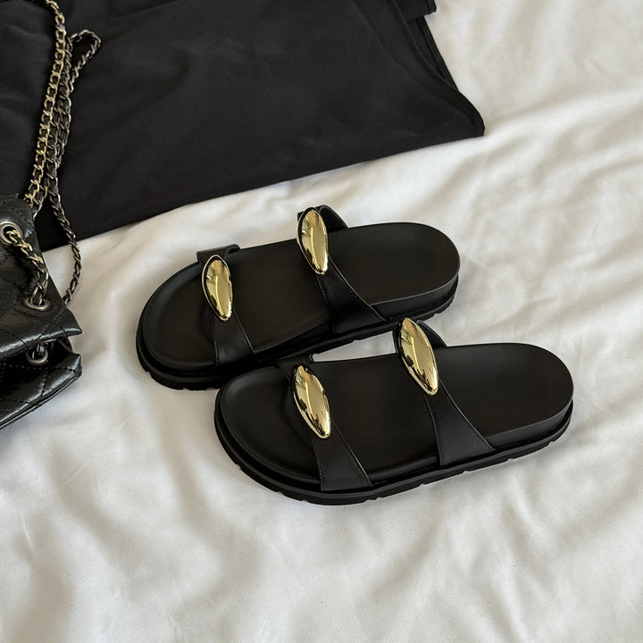 Femme Elegant Triple-Rem Strap Slide Sandaler Stilla