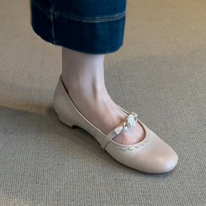 Dame Floral Accent Læder Mary Jane Ballerinas Stilla