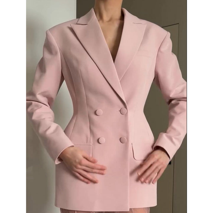 Dame elegant blazer med tætsiddende snit og dobbeltrækker Stilla