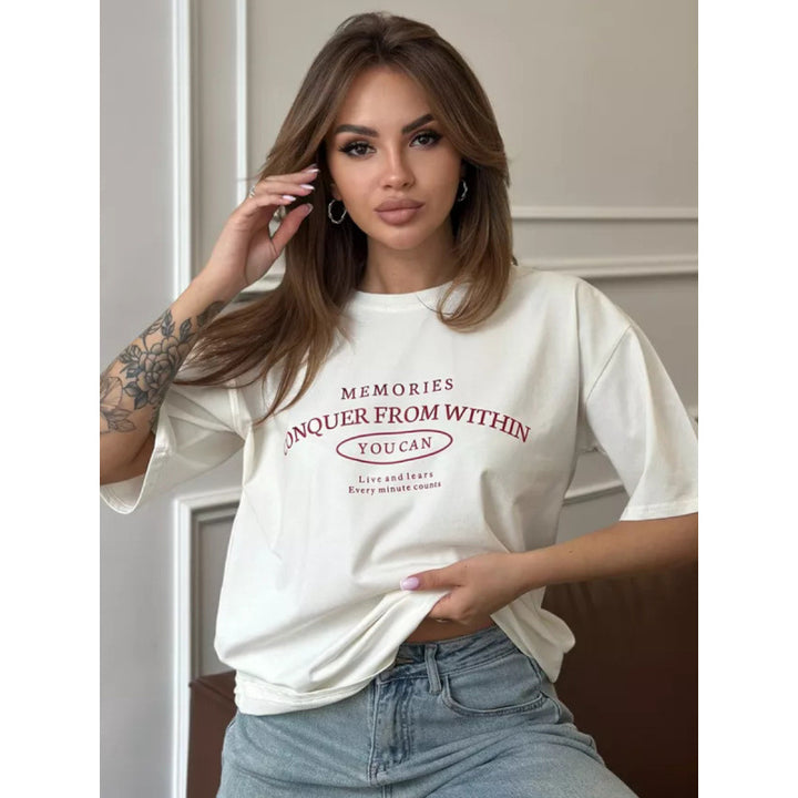 Dame T-shirt med inspirerende tekst og afslappet pasform Stilla