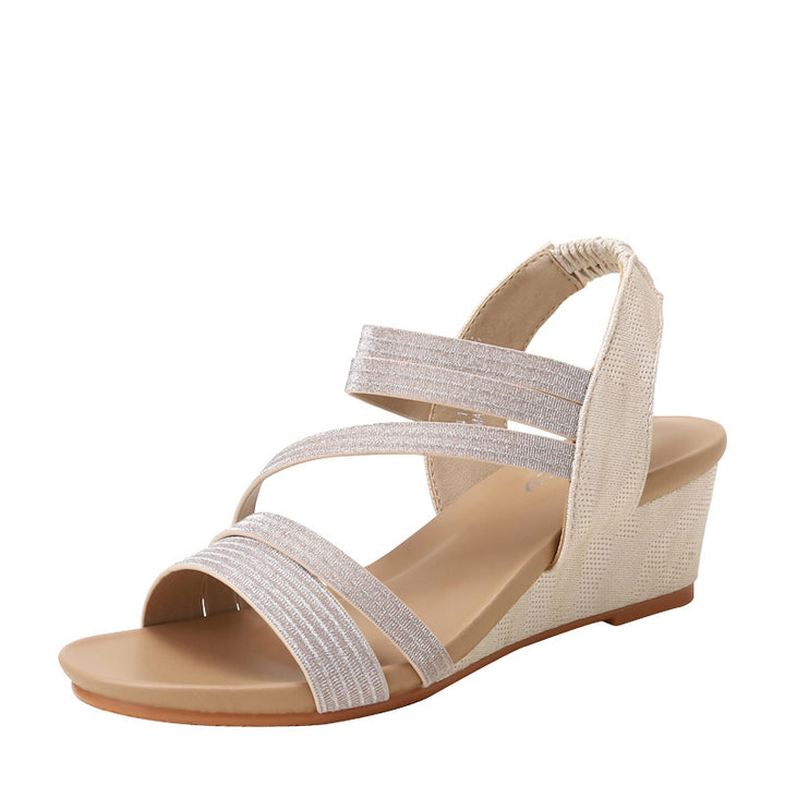 Dame Wedge-sandaler med glitrende remme og komfortabel dæmpning Stilla