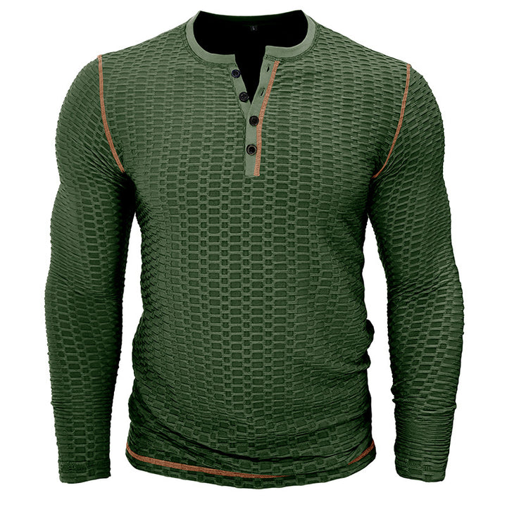 Herrer Langærmet skjorte med struktureret design og mode Henley-udskæring Stilla