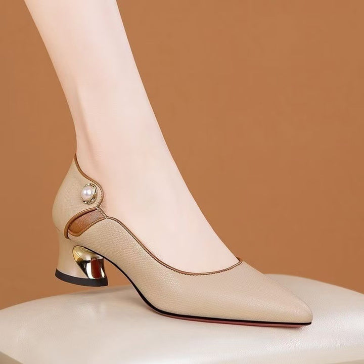 Dame elegante pumps med moderne remdesign og komfortabel blokhæl Stilla