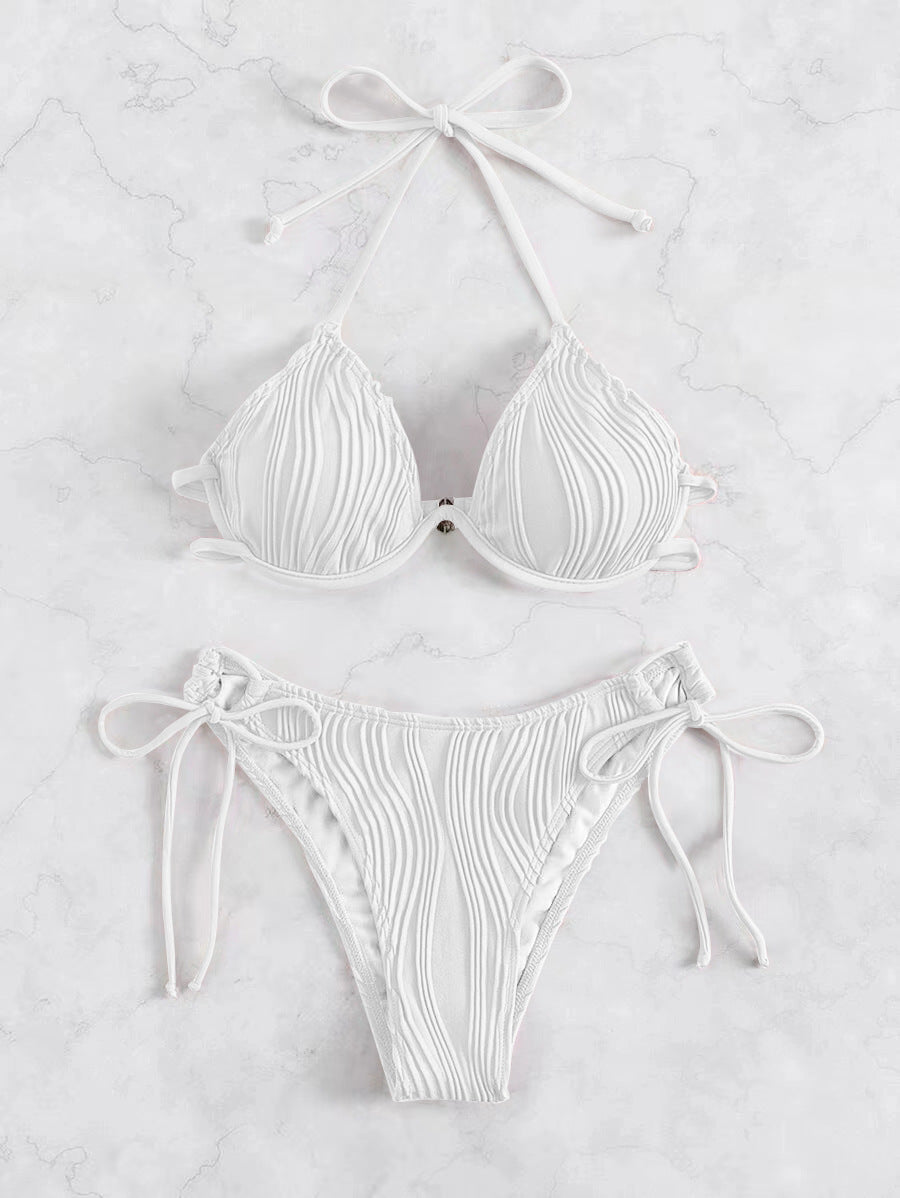 Femme Ribbede Trekant-Bikini-Sæt Stilla