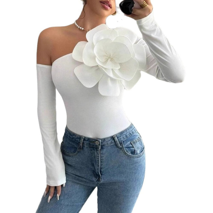 Dame bodystocking med elegant Bloom-applikation og lange ærmer Skovae