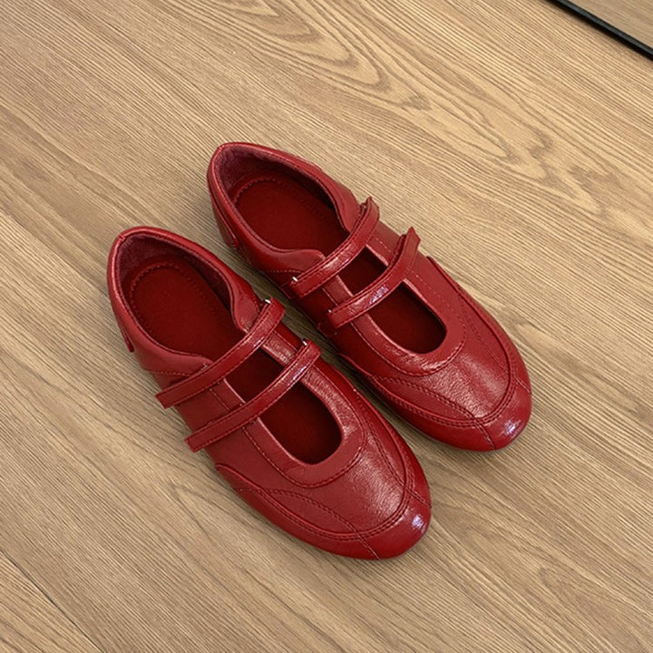 Dame ballet-inspirerede metalliske slip-on Mary Jane ballerinaer Stilla