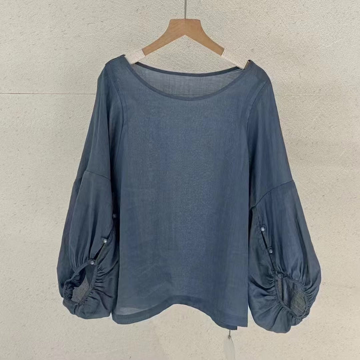 Femme Elegant Gennemsigtig Puffærme Bluse Stilla