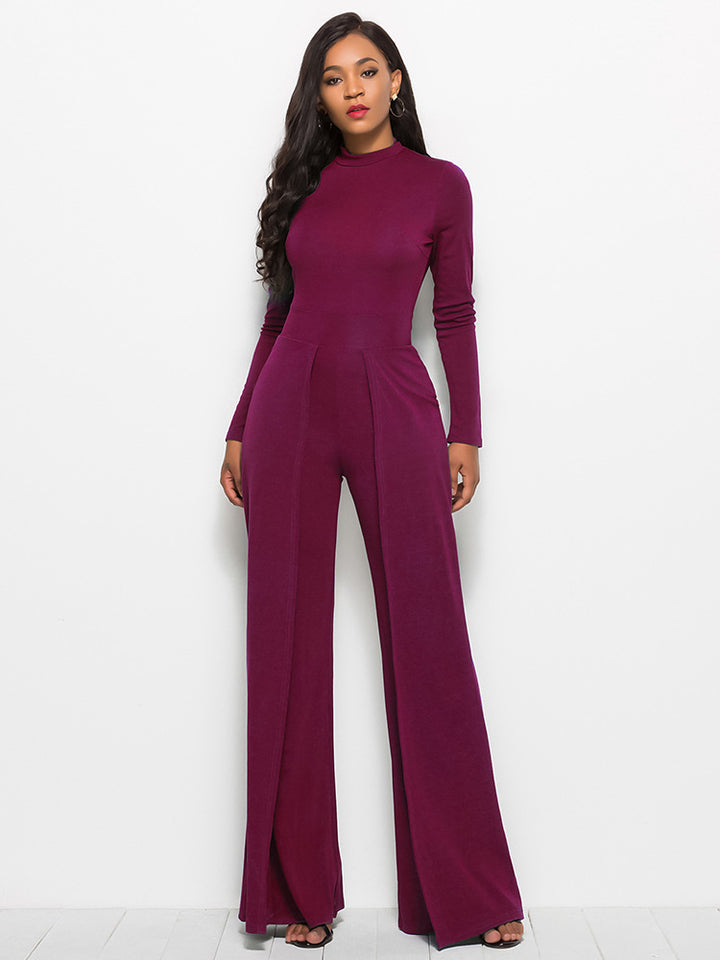 Dame Elegant Jumpsuit med højhalset design og vide ben Stilla