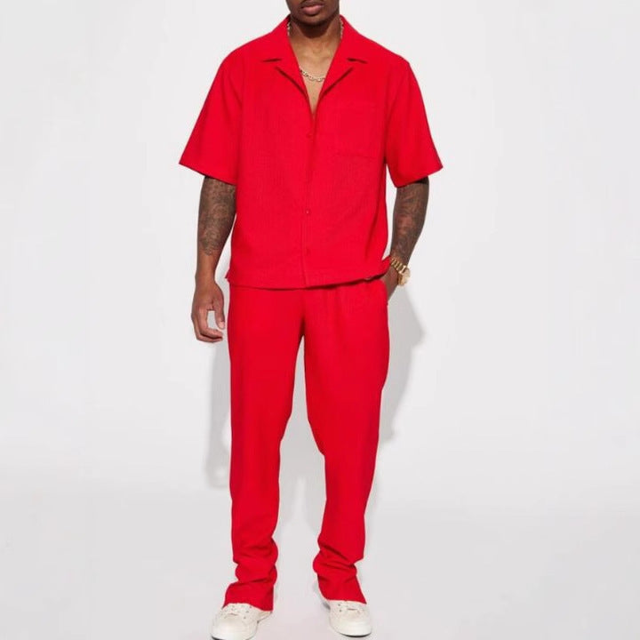 Herre elegant kortærmet sweater med bukser sæt Stilla