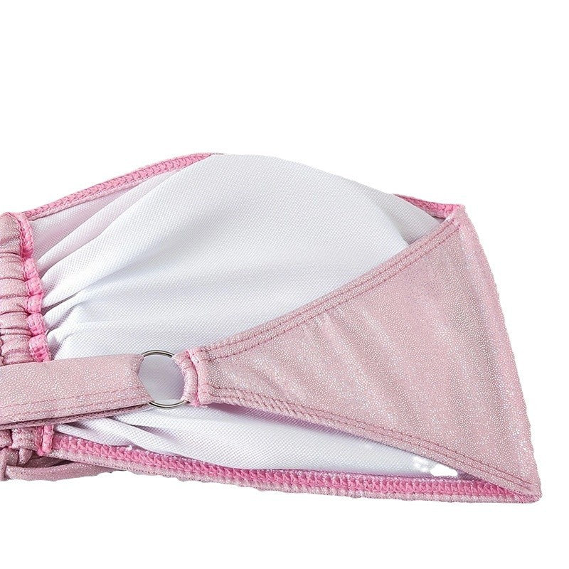 Dame Bandeau-Bikini Sæt med Rynkning og sexy Cut-Out Stilla